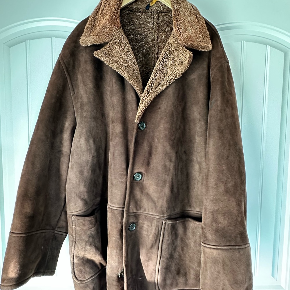 Coach Men's Brown Shearling Pea Coat